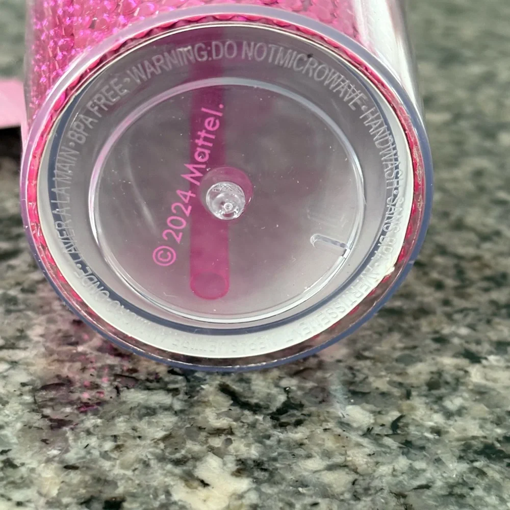 NWT- Barbie x Skinnydip 16oz pink/silver rhinestone tumbler w/ straw & dome lid - Picture 4 of 5